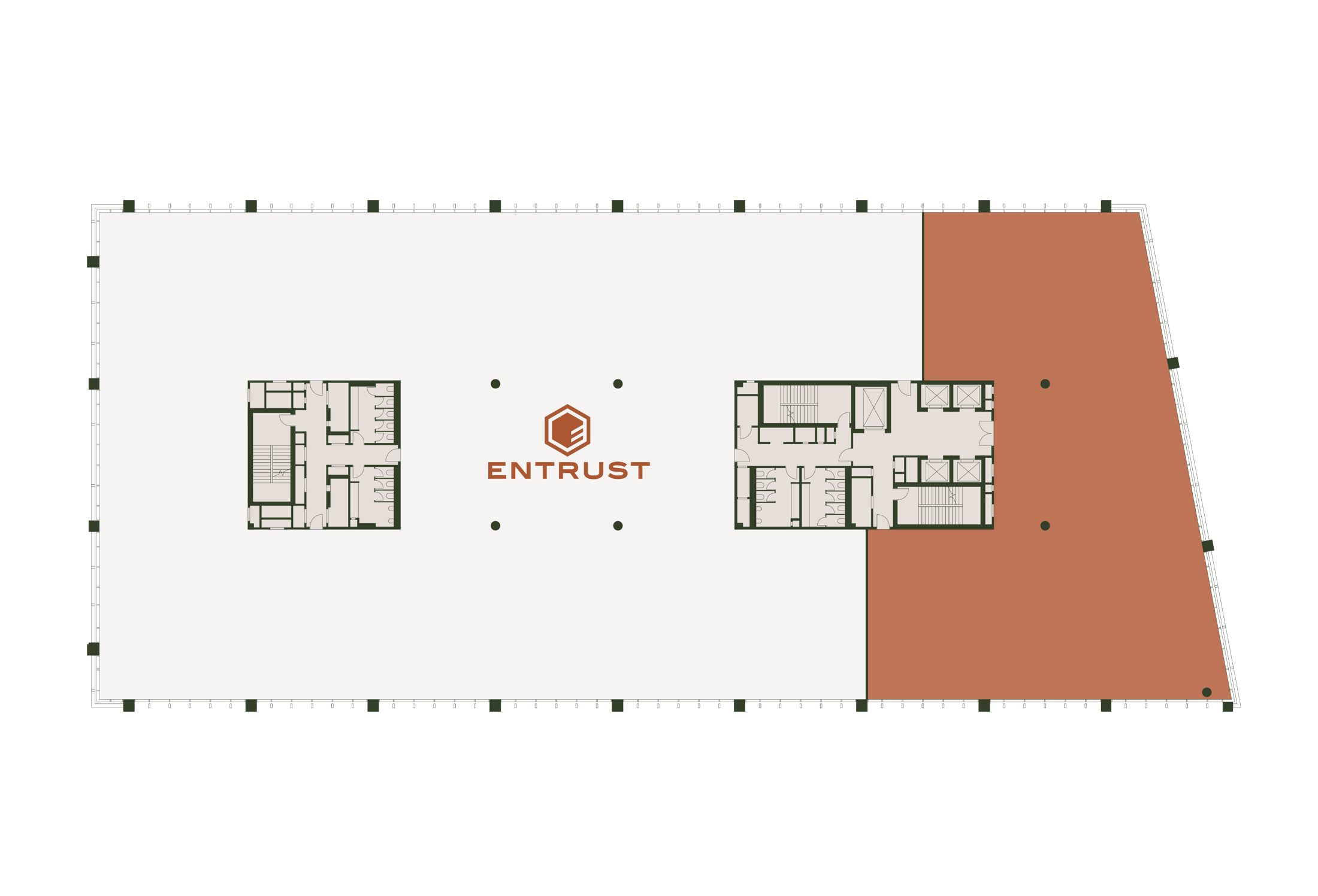 Second floor plan showing 7,352 sq ft of available office space alongside the building core